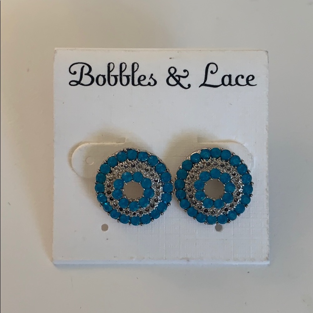 Bobbles and Lace silver and blue earrings